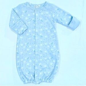 New Kissy Kissy Convertible Gown Boys NB Girls Blue Night Clouds Pima Cotton